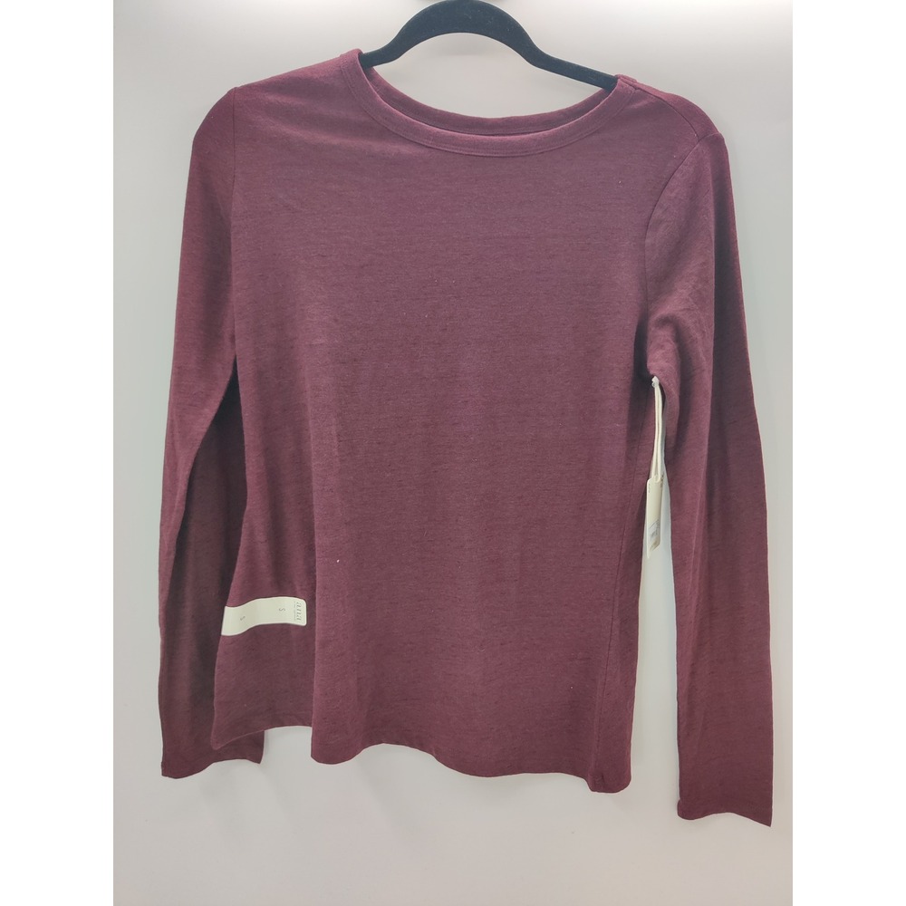 a.n.a A New Approach Womens Long Sleeve Crew Neck Top Port Wine Small NEW